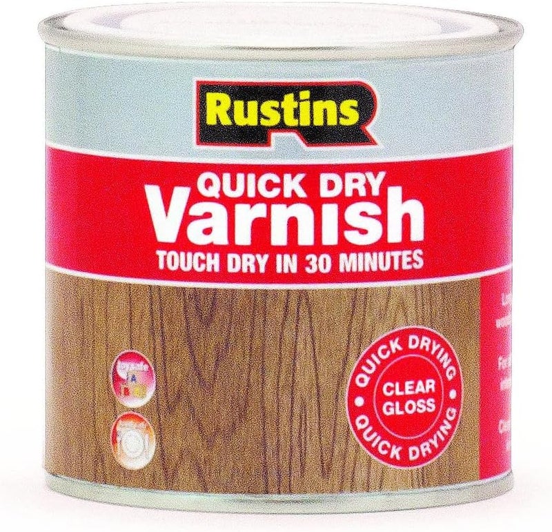 Rustins Quick Dry Varnish Clear Gloss 250ml - Fast Drying Wood Finish - Image 1